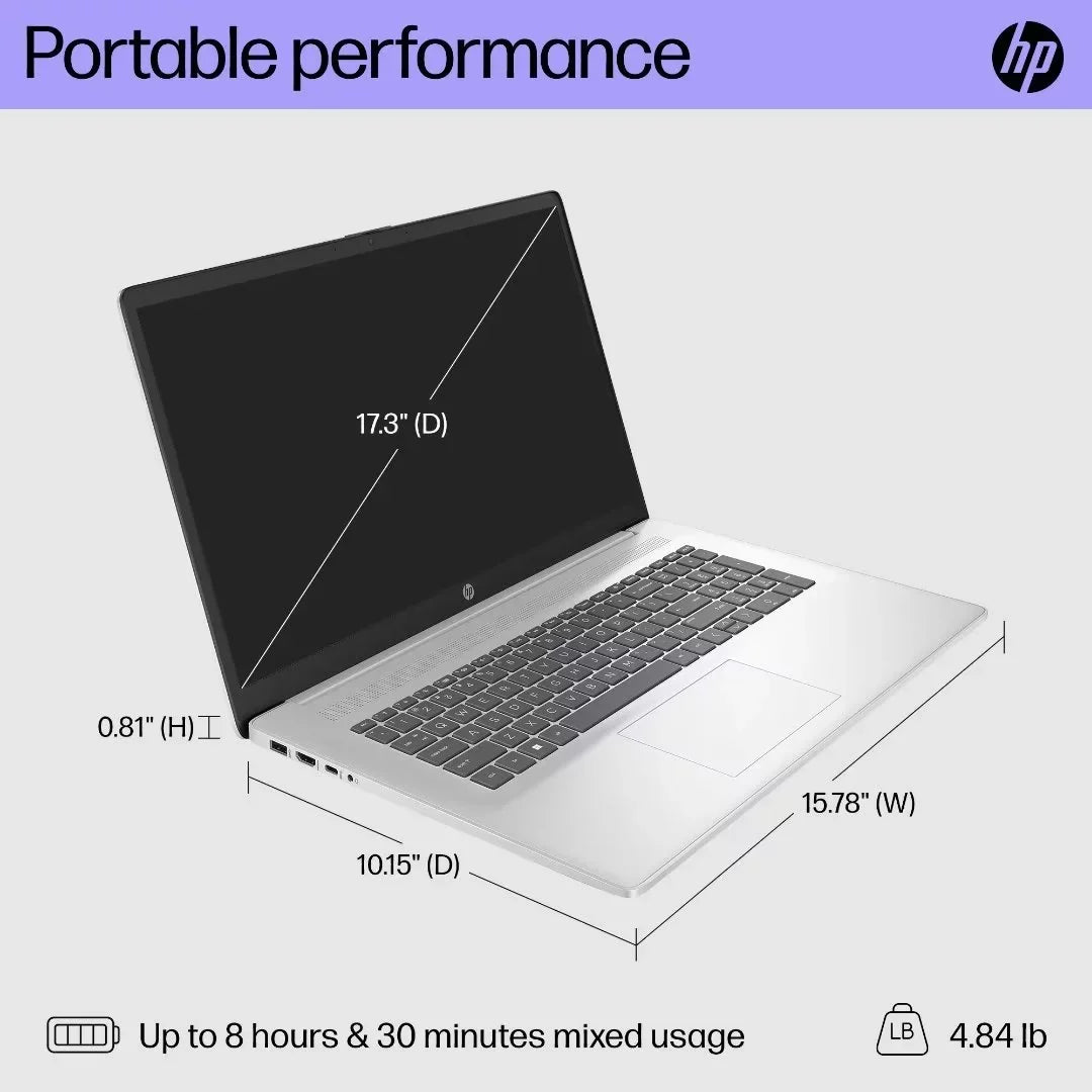 HP 17.3" HD Touchdisplay Laptop, Intel Core i7-1355U, 32GB RAM, 1TB SSD, Backlit Keyboard, Win11 Home