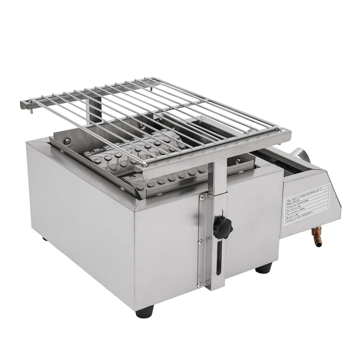 Countertop Barbeque Grill, LPG Gas 2-Burner Stainless Steel Grill for Outdoor Sliver