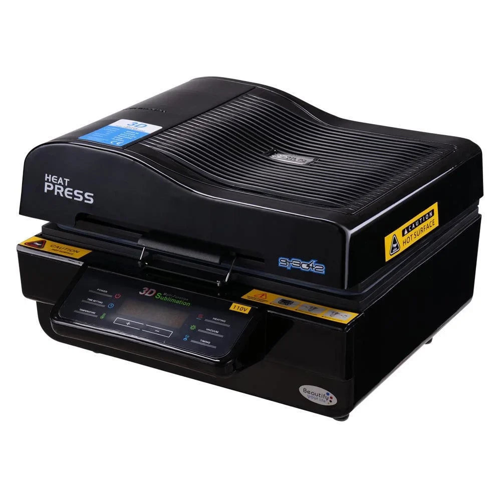 INTBUYING 3D Vacuum Sublimation Heat Press Machine Mug Paper Inks Tape Rubber Clamps Transfer KIT