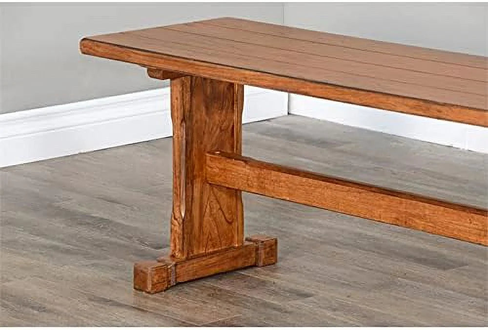 LLBIULife Sedona 18.5" Farmhouse Mindi Wood Nook Side Bench in Rustic Oak