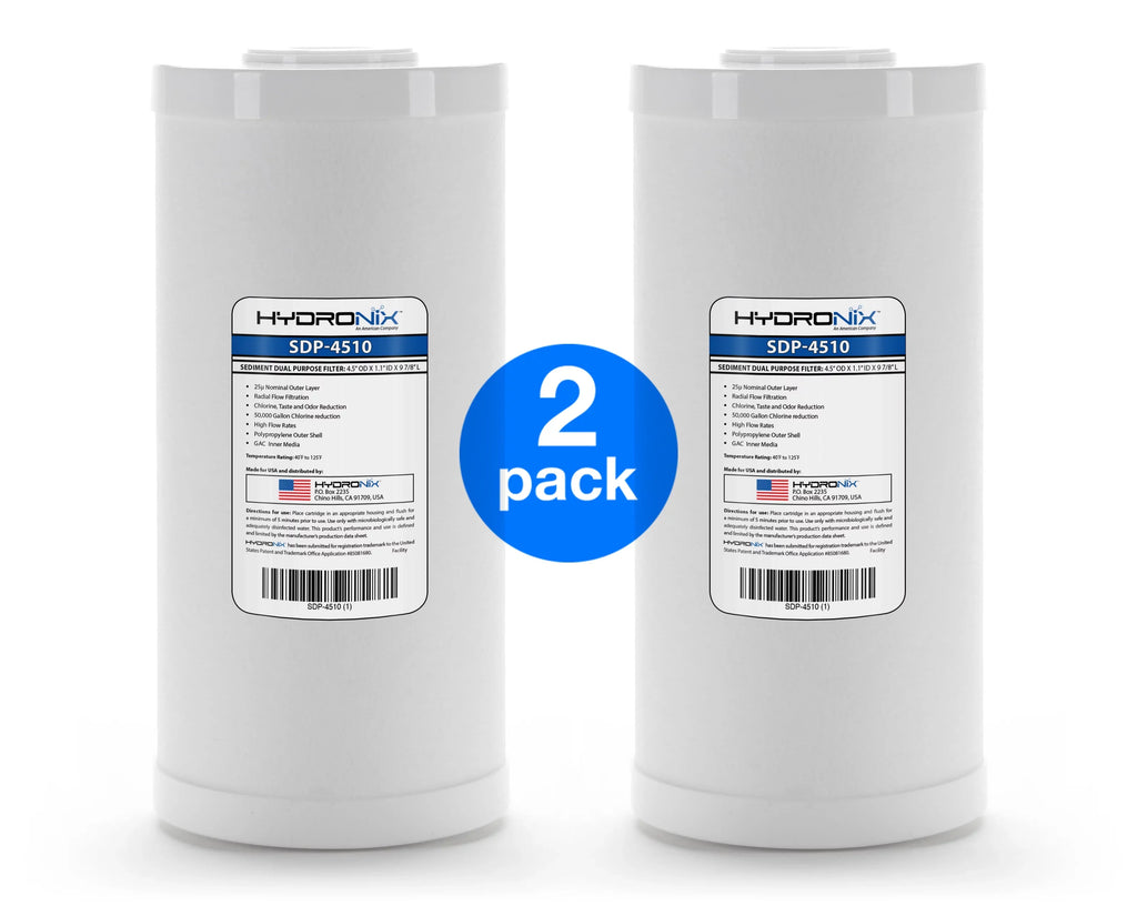 2 Pack - Hydronix SDP-4510 Dual Purpose Radial Flow Cartridge 4.5" x 10"