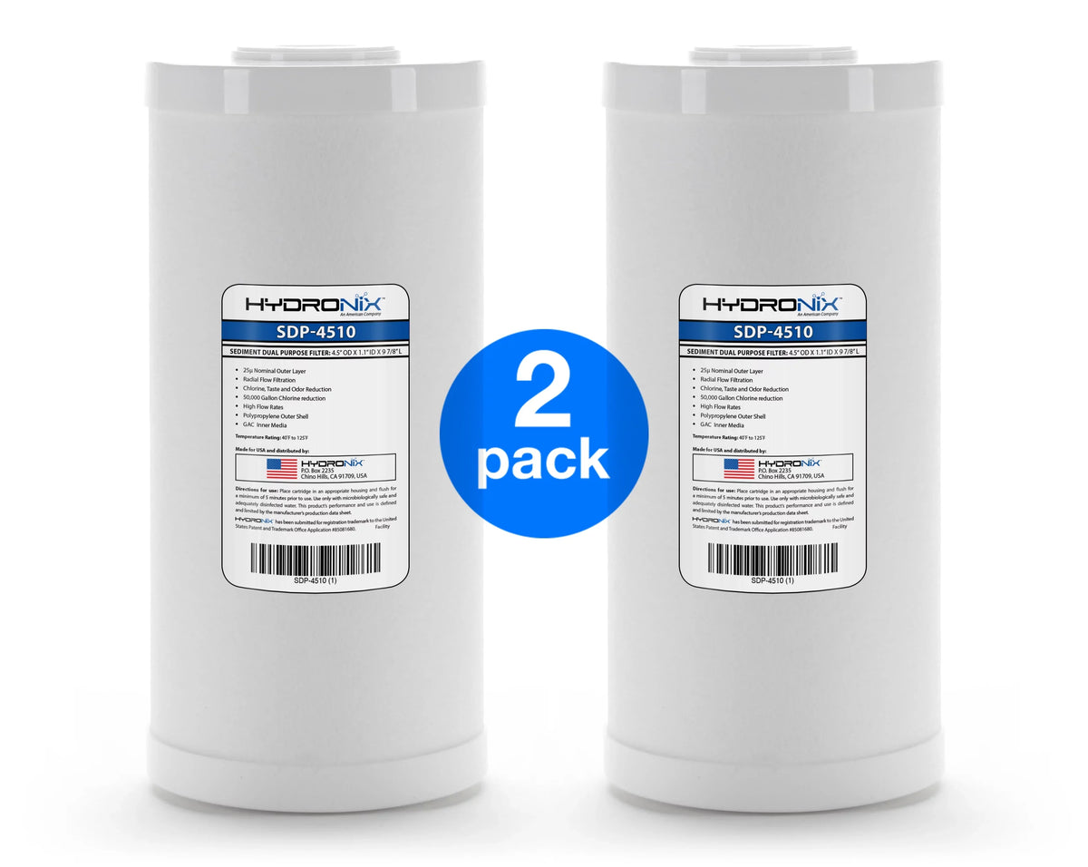 2 Pack - Hydronix SDP-4510 Dual Purpose Radial Flow Cartridge 4.5" x 10"