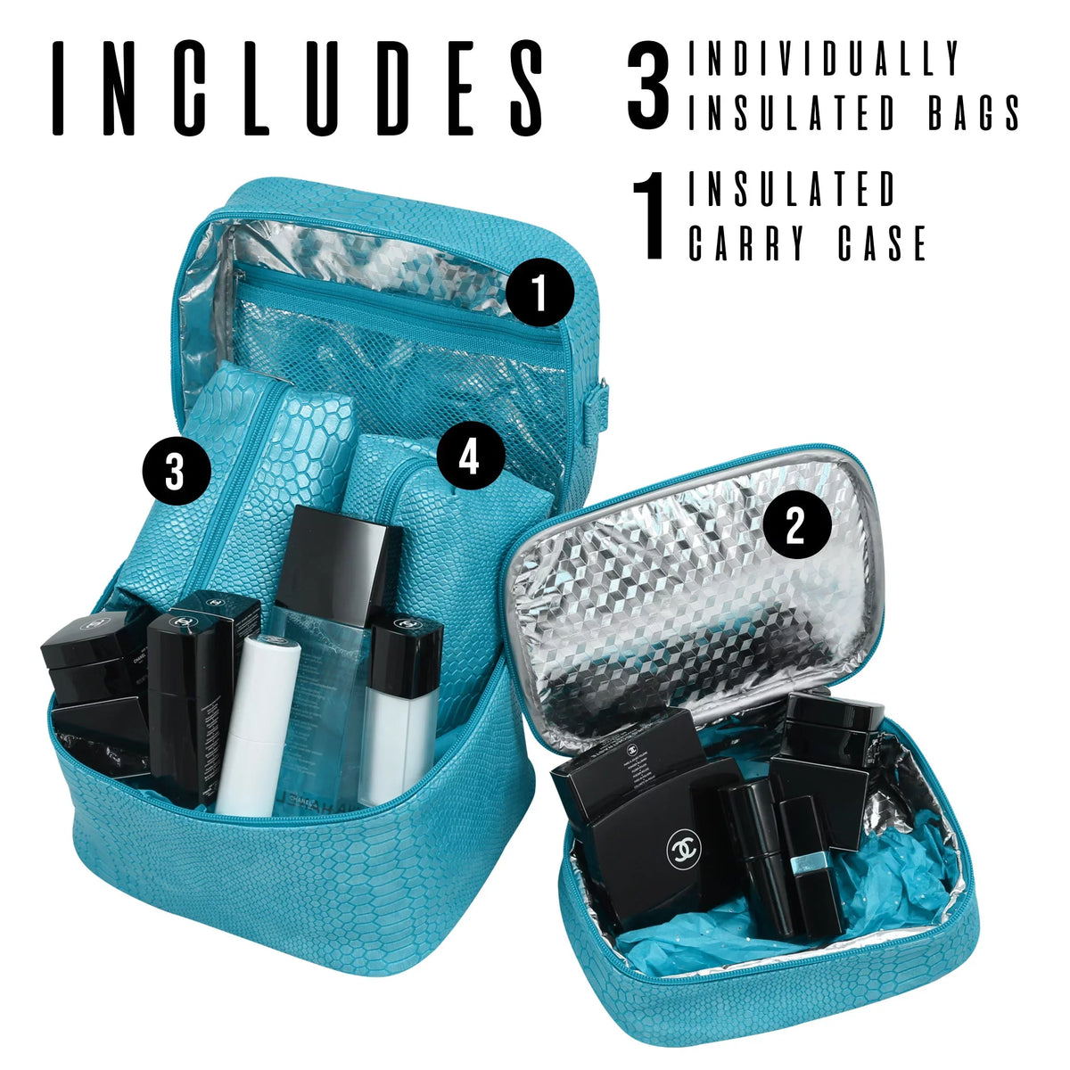 Picnic Gift 7220-CR Mojito-Four In One InsuLatitudeed Cosmetics Bag, Cork