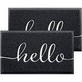 JATOK 2-Pack Hello Design Non-Slip Floor Mat for Front Door, Indoor-Outdoor, Bathroom, Kitchen and Patio, Black, 30" (L) x 17.5" (W)