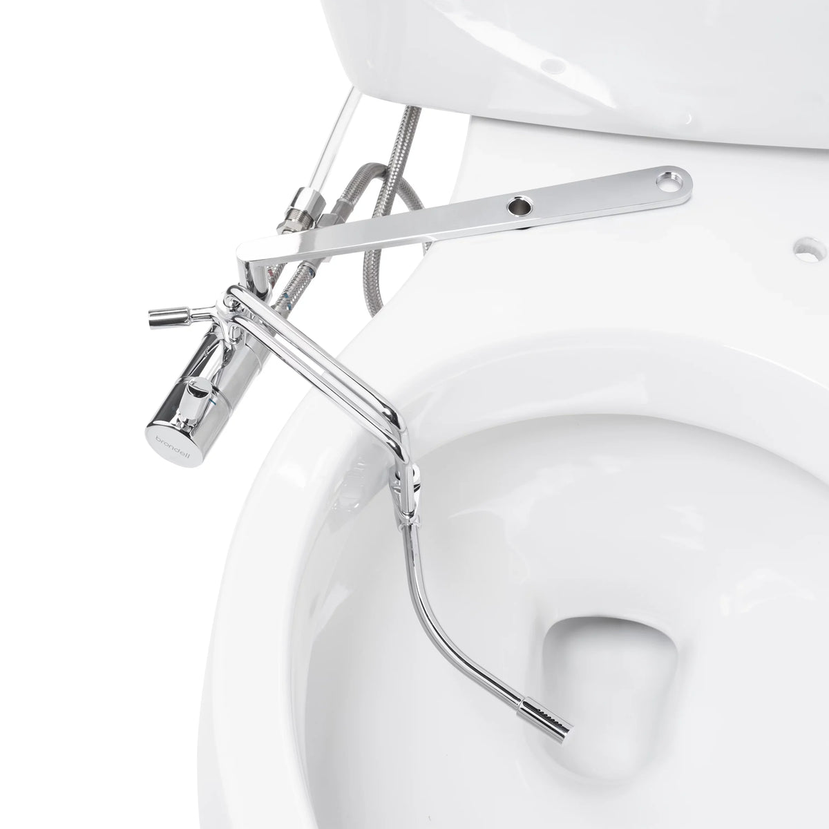 Brondell Side-Mounted All Metal Attachable Bidet with Adjustable Spray Wand, Dual Temperature in Silver