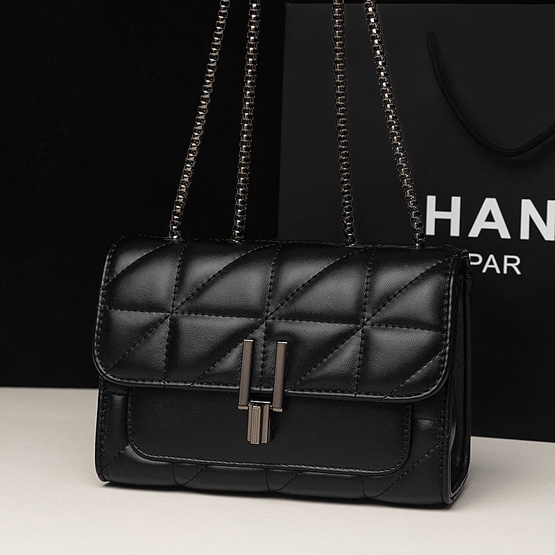 MICHROE Quilted Crossbody Women‘s Bag  PU Leather  Chic Lightweight Luxury  Argyle Pattern Shoulder Purse With Chain Strap