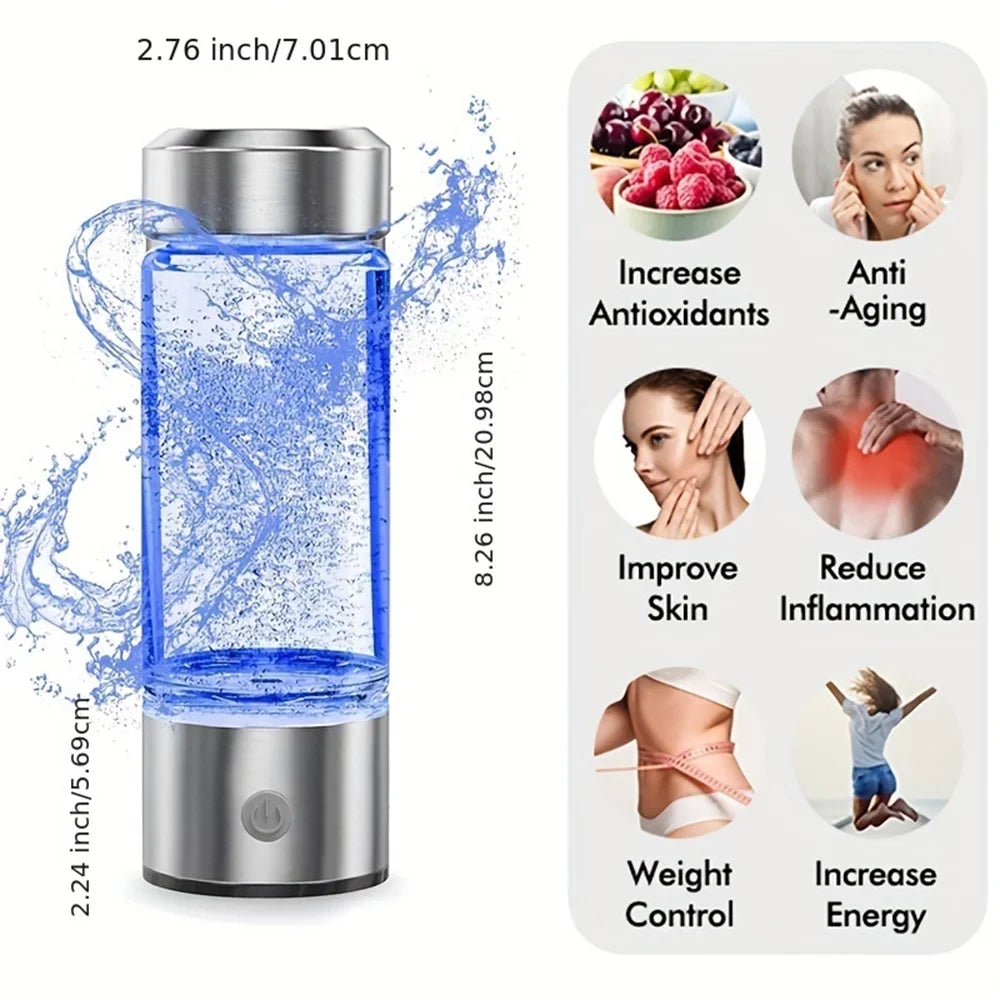 MassLatitudeie Hydrogen-Rich Water Ionizer Bottle for Home, Antioxidant Water Filter Appliance