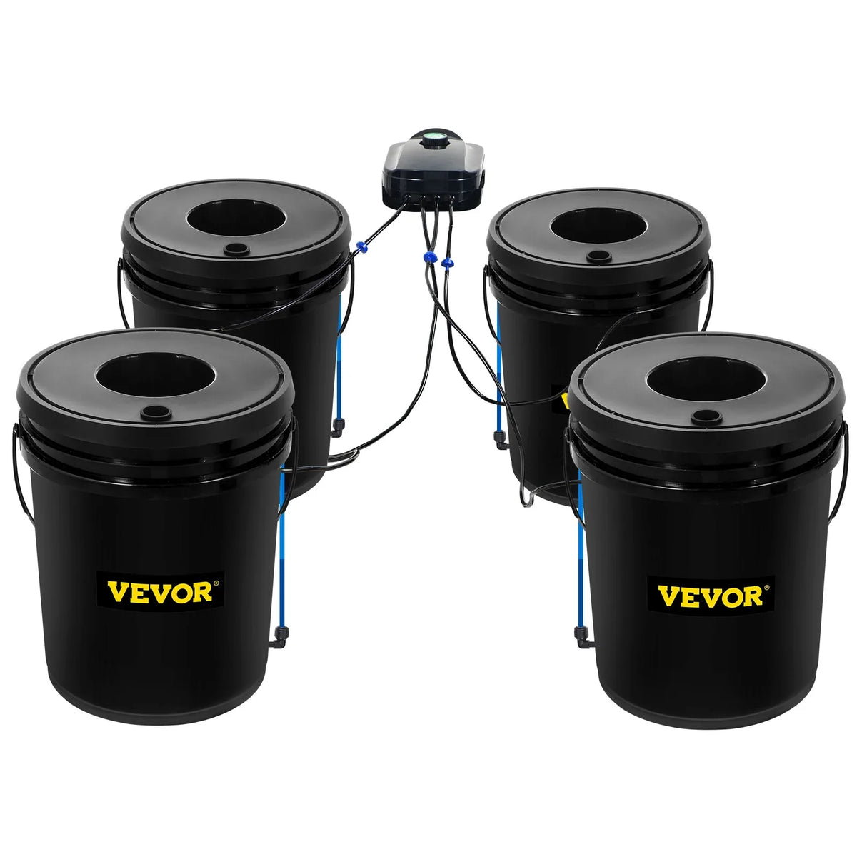 VEVOR DWC Hydroponic Grow Kit, 5-Gallon, 4-Bucket System with Pump, Air Stone & Water Level Indicator for Indoor/Outdoor Leafy Vegetables