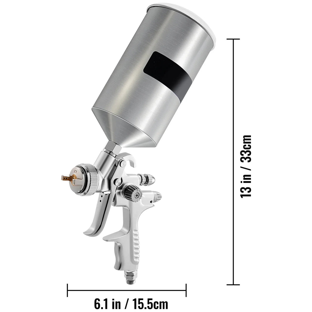 SKYSHALO HVLP Spray Gun, High Performance Automotive Gravity Feed Spray Gun with 1.3/1.7mm Stainless Fluid Tip Sets, 1000cc Aluminum Cup for Auto Paint, Primer, Clear/Top Coat & Touch-Up