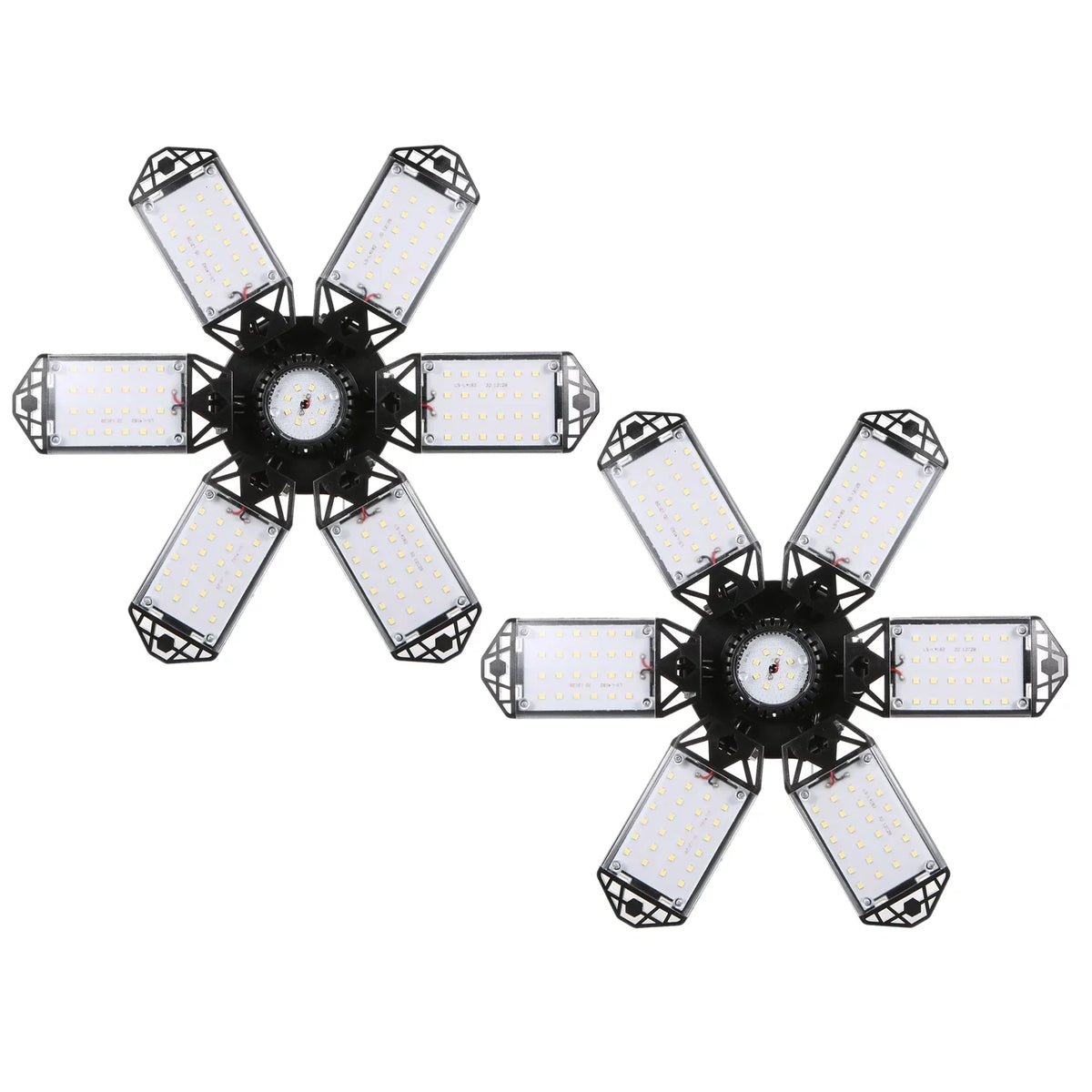 Neoglint 2PCS A C85-265V 160W 152LEDs Garage Light with 6 Adjustable Panels Deformable Folding Foldable Ceiling Lamp E26/E27 Base Socket Holder for Garage Warehouse Workshop Basement Gym Kit