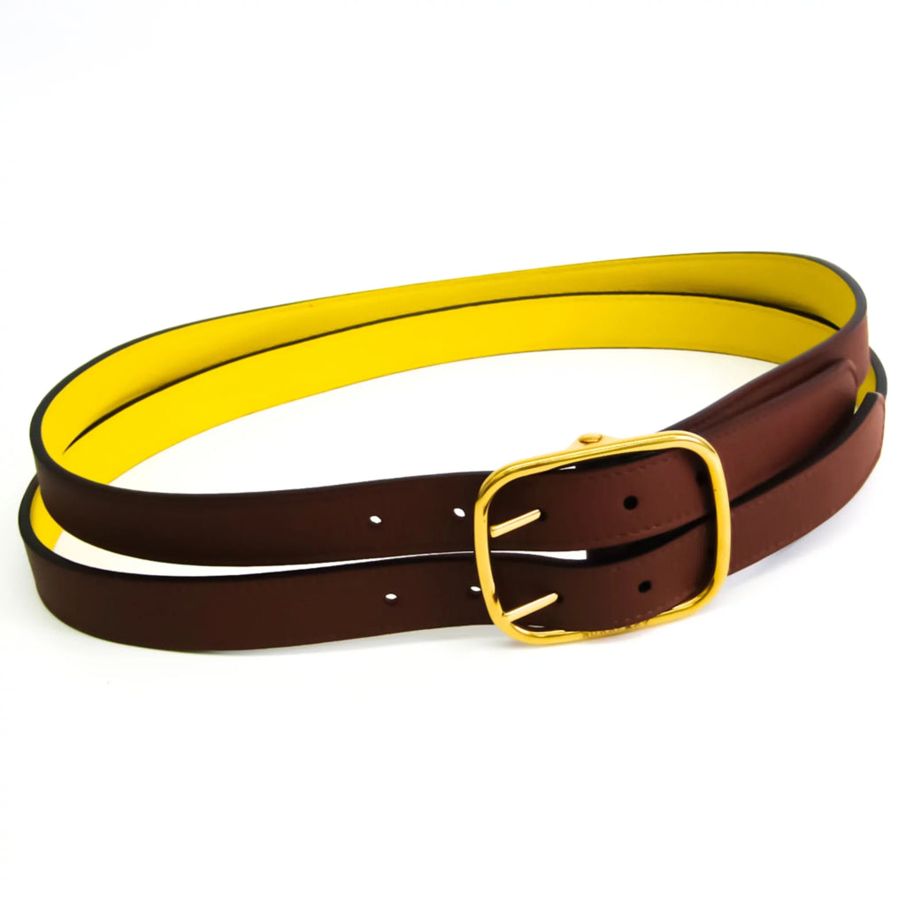 Pre-Owned Burberry Men's Leather Standard Belt Brown,Yellow 85 (Good)
