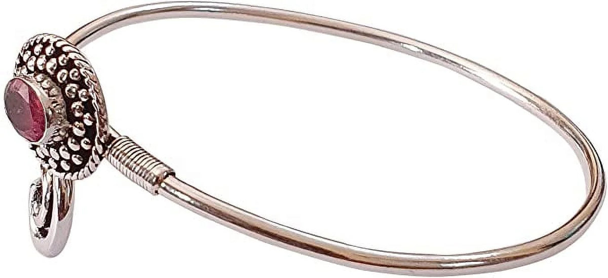 Silver PLatitudeed Cuff Bracelet for Women, Natural Pink Tourmaline Gemstone Handmade Modern Designer Tribal Bohemian Design Fashion Bracelet, Party Boho Jewelry