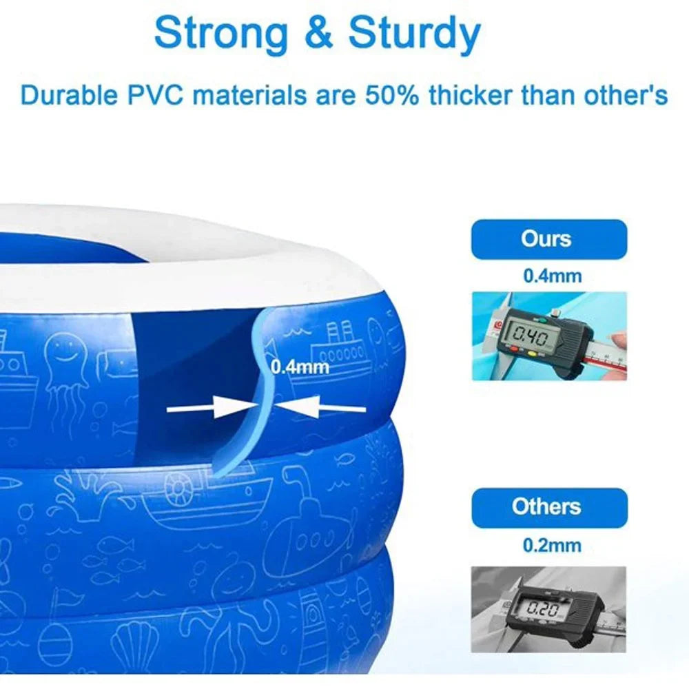 92"x56"x20"Outdoor InfLatitudeable Swimming Pool Full-Sized Kiddie Lounge Pool