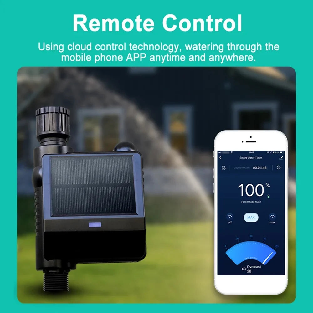 moobody WiFi Sprinkler Timer Solar Powered Smart Water Timer APP Voice Control Wireless Hose Faucet Timer Garden Lawn Yard