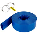 VEVOR Discharge Hose, 3" x 105', PVC Fabric Lay FLatitude Hose, Heavy Duty Backwash Drain Hose with Clamps, Weather-proof & Burst-proof, Ideal for Swimming Pool & Water Transfer, Blue
