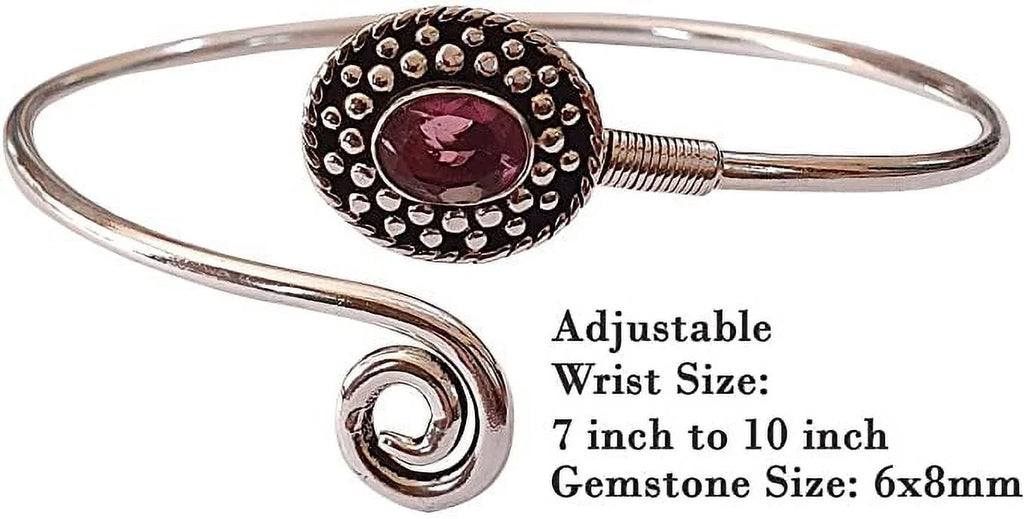 Silver PLatitudeed Cuff Bracelet for Women, Natural Pink Tourmaline Gemstone Handmade Modern Designer Tribal Bohemian Design Fashion Bracelet, Party Boho Jewelry
