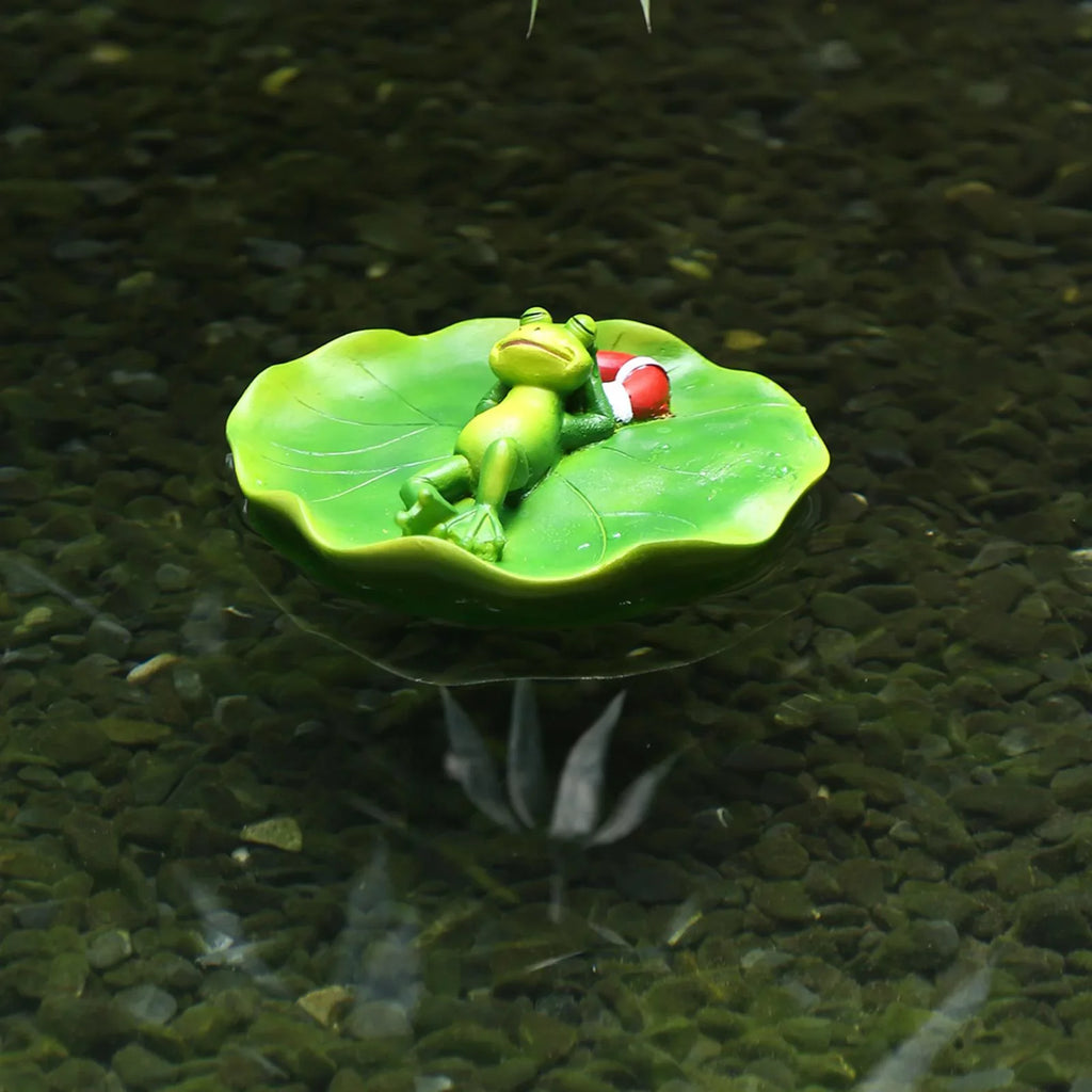 SimuLatitudeion Water Floating Frog Ornament Animals Figurine Garden Statue Crafts Decor DIY Pool Accessories for Tabletop Shelf Office