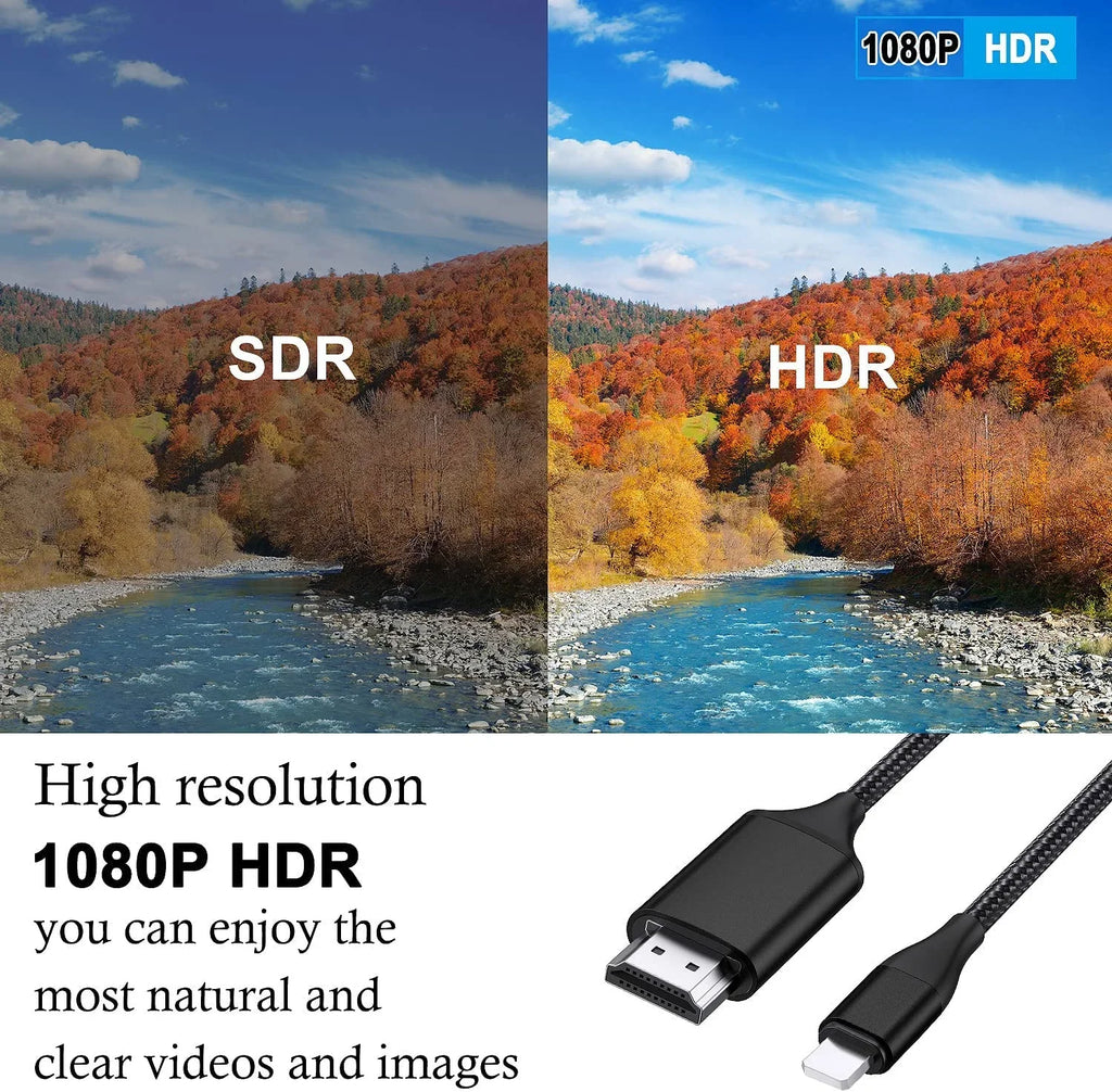 HDMI Cable for iPhone 2m Upgraded 1080P HDTV HDMI Cable Adapter Connector Digital AV Video Sync Screen Compatible