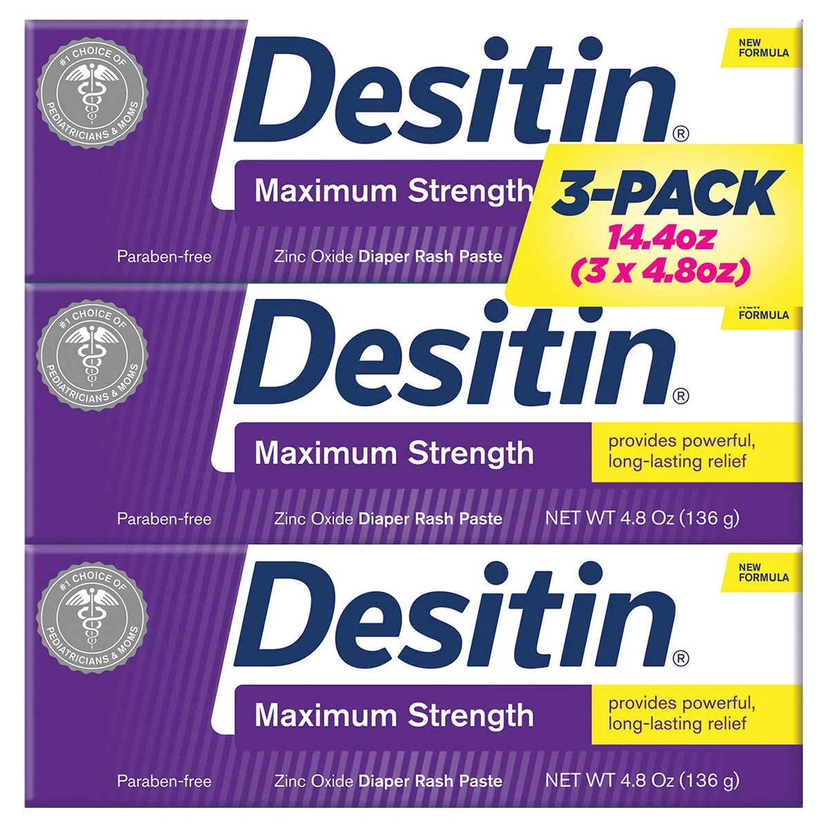 Desitin Baby Diaper Rash Maximum Strength Original Paste, 3 pk./4.8 oz.