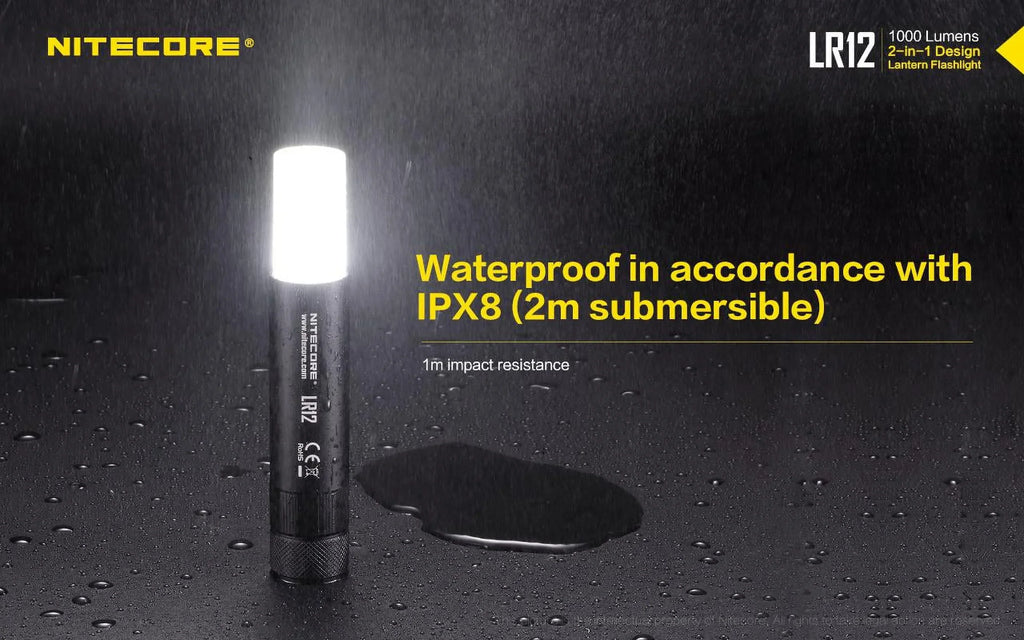 NITECORE LR12 MINI HANDHELD 2-IN-1 LANTERN  and  FLASHLIGHT - 1000 Lumen w/Free Eco-Sensa Battery Case