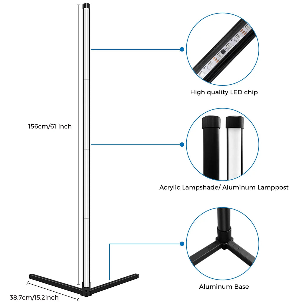 eco4life WiFi Smart Floor Standing LED Lamp, Color Changing, Dimmable, Music Syn