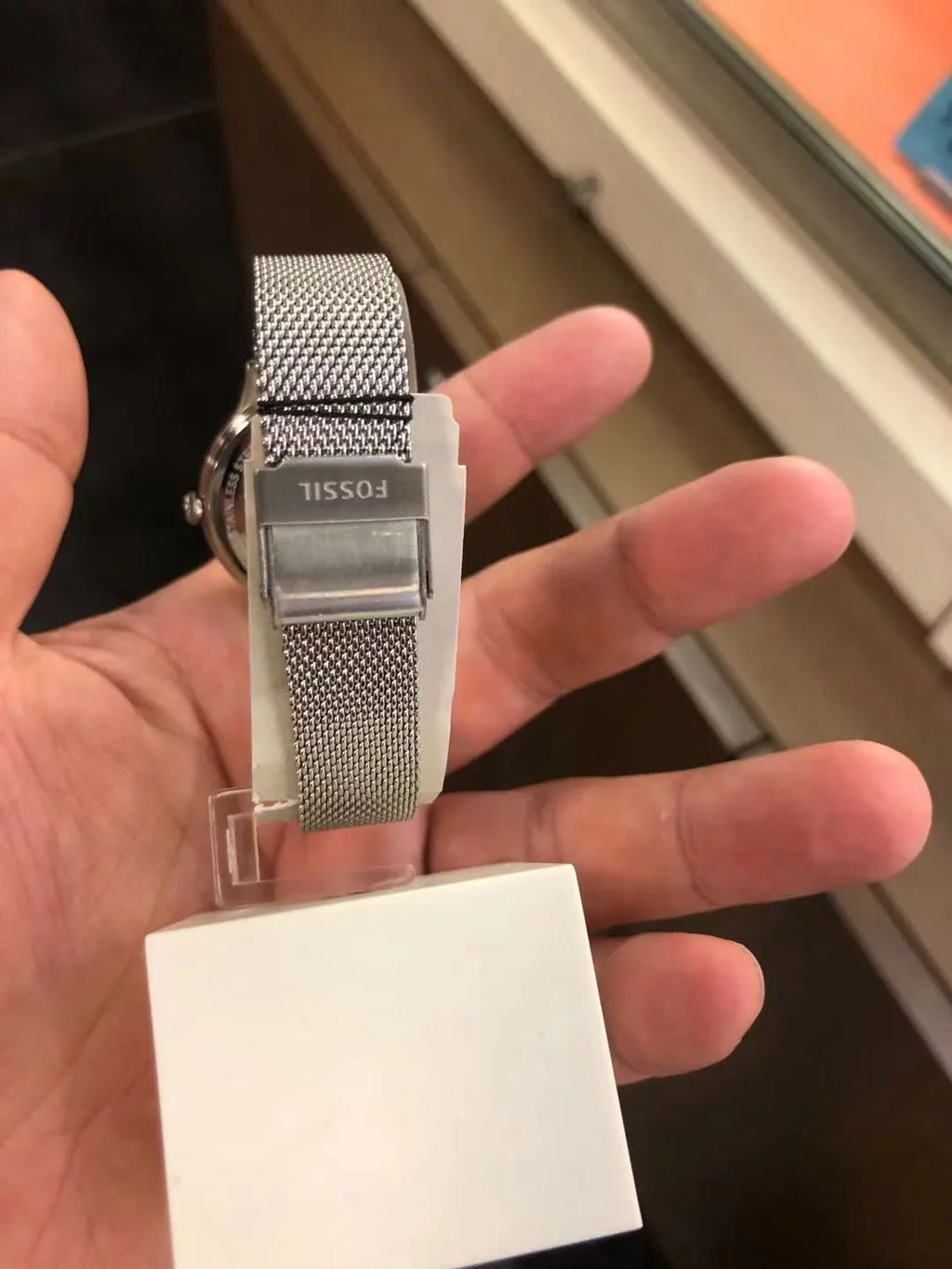 Fossil BQ3390 Laney Three-Hand Smoke Stainless Steel Women's Mesh Watch
