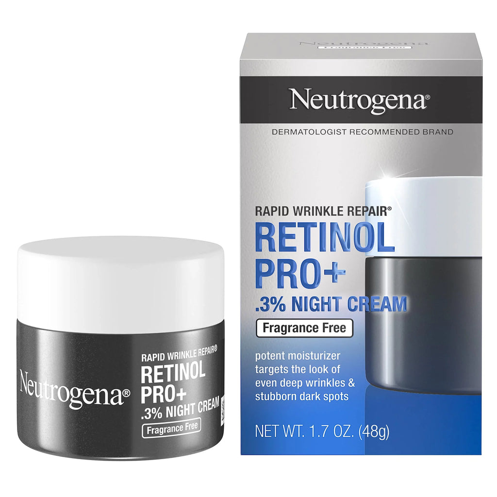 Revitalize Your Skin with Neutrogena Rapid Wrinkle Repair Retinol Pro+ Night Moisturizer - Anti-Aging Face & Neck Cream, Fragrance-Free Formula, 0.3% Retinol, 1.7 Oz