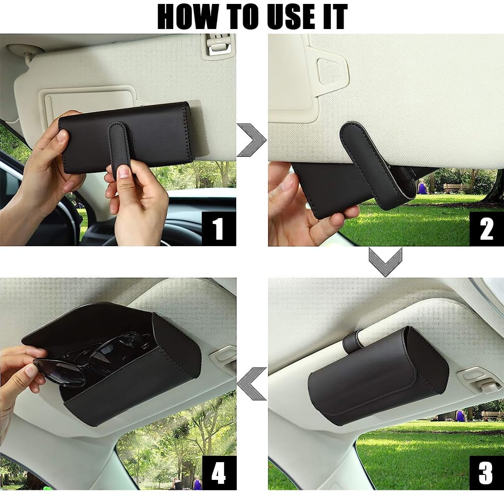 Sunglasses Holder for Car, Car Sunglass Holder Sunglasses Organizer Box for Sun Visor, Clip On Sunglasses Holder