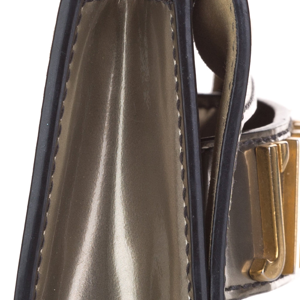 Pre-Owned Authenticated Dior JaDior Mini Chain Flap Calf Leather Gray Shoulder Bag Unisex (Good)