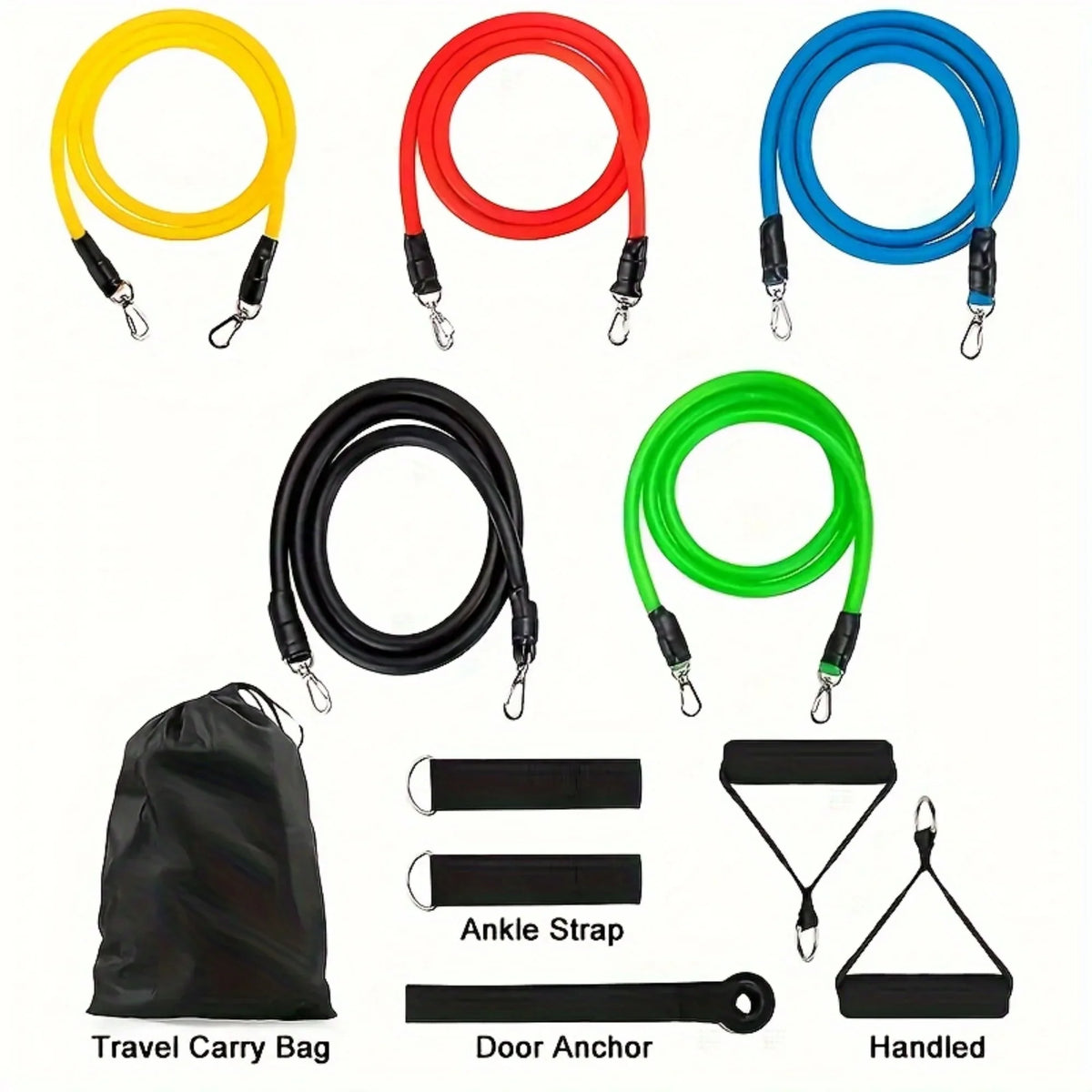 PGAST 11pc Ultimate Resistance Band Set - Medium Tension, Stackable for Full-Body Workout, Includes Accessories & Storage Bag